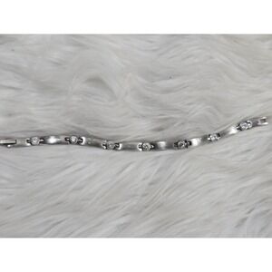 Rare Speidel CZ Stainless Steel Tennis Bracelet Signed 7-2.25in